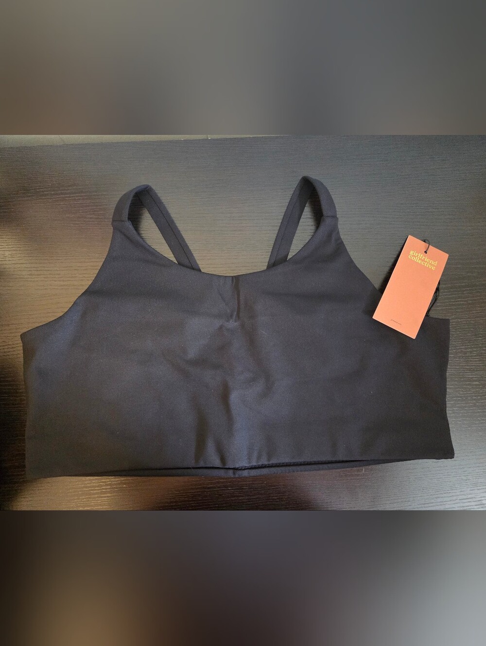 Girlfriend Collective Lou-V-Back Sports Bra Black Size 4XL NWT